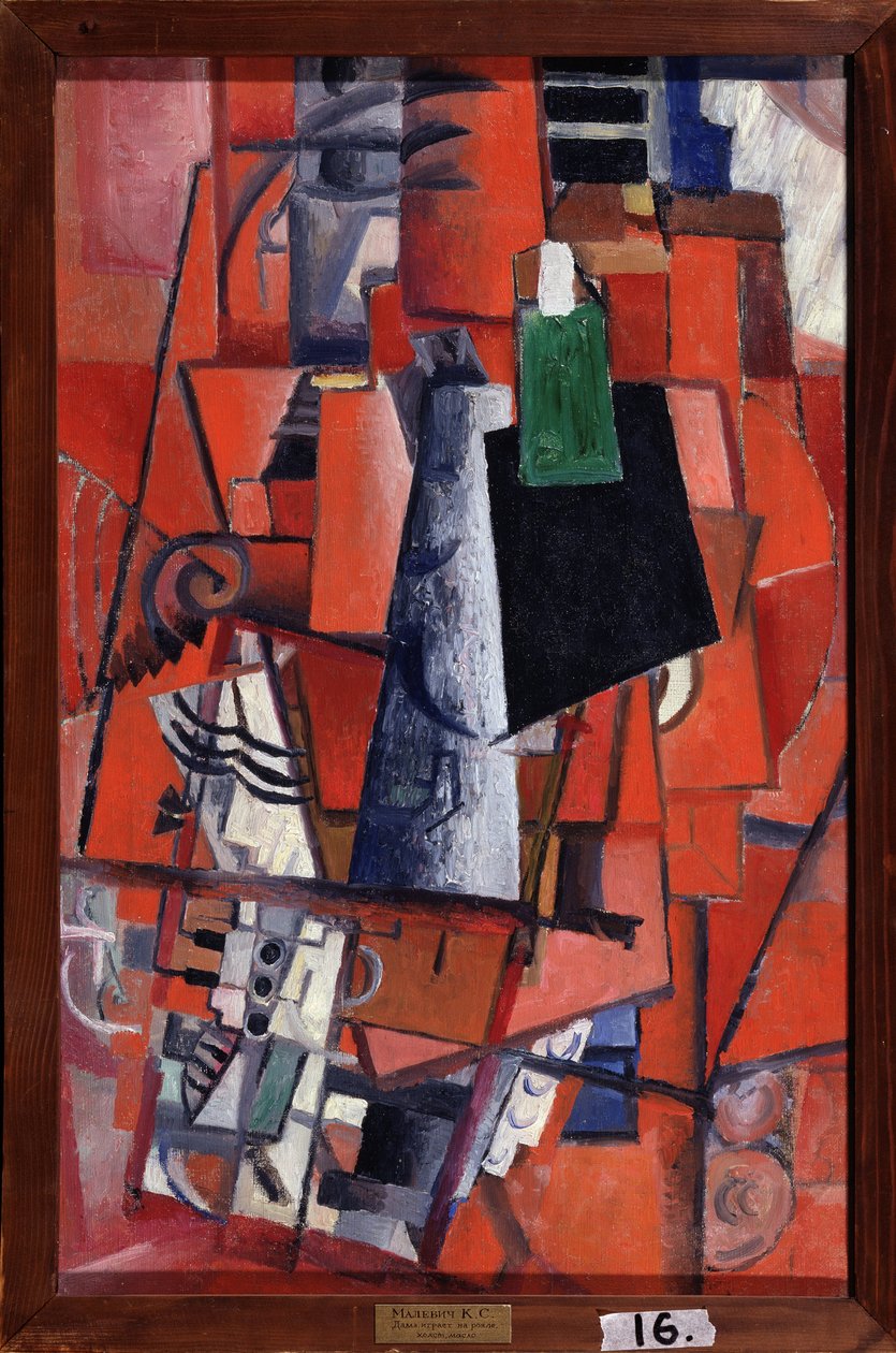 Una dona al piano (Una dona al piano). Pintura de Kasimir Severinovich Malevitch (Malevich, Malevic) (1878-1935), oli sobre tela finlandès tekijältä Kazimir Severinovich Malevich