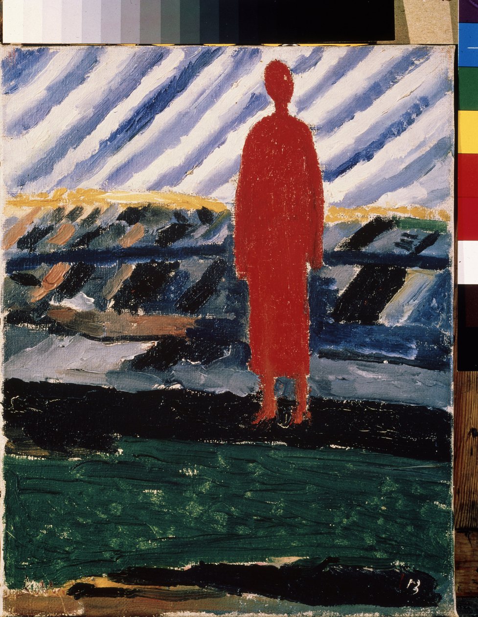 Punainen hahmo (A Red Figure). Maalaus: Kasimir Severinovch Malevich (Malevich, Malevic) (1878-1935), öljy kankaalle tekijältä Kazimir Severinovich Malevich
