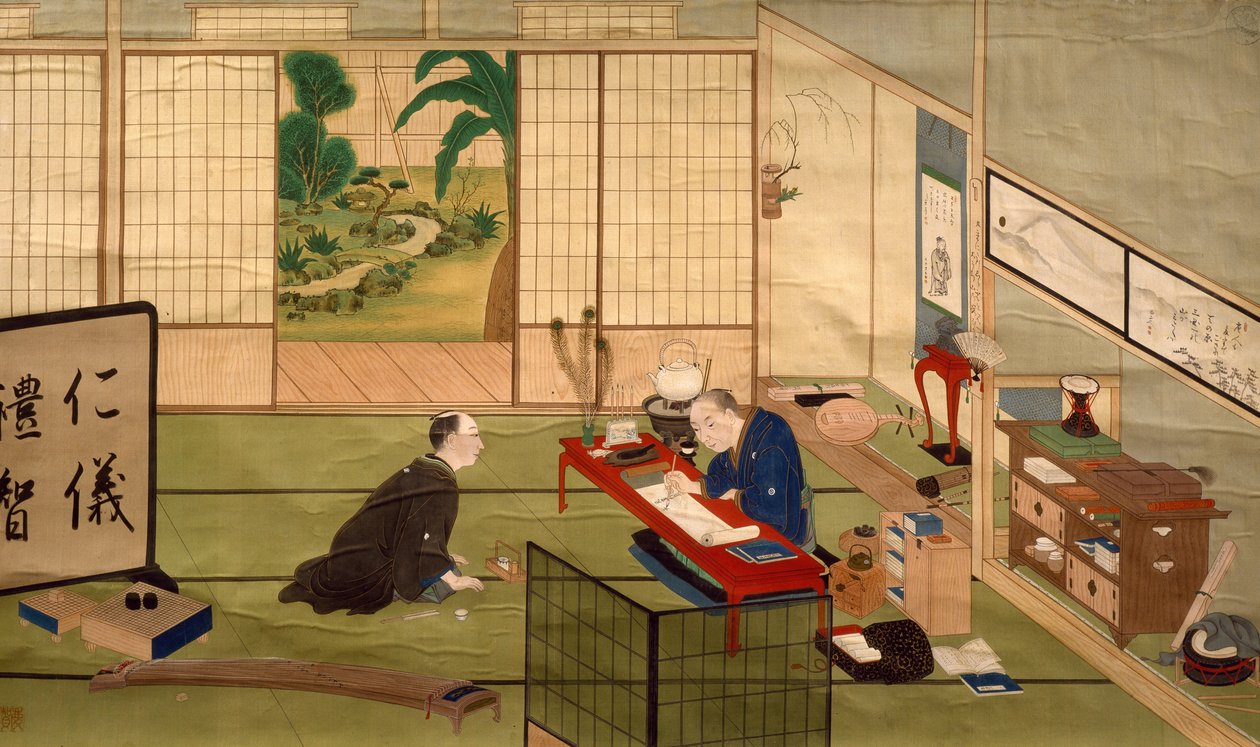 Kalligrafitutkimus, Kawahara Keiga (1786-noin 1860), akvarelli, Japani, Japanin sivilisaatio, 1800-luvun alku tekijältä Keiga Kawahara