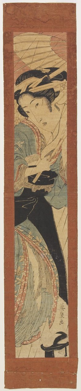 (Kurtisaani sateessa), 1800-luvun alku tekijältä Keisai Eisen