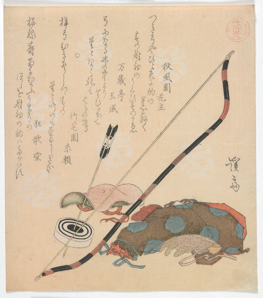 Kolme valaisijaa, Edo-kausi, 1820-luvun alku tai puoliväli (värillinen puupiirros). tekijältä Keisai Eisen