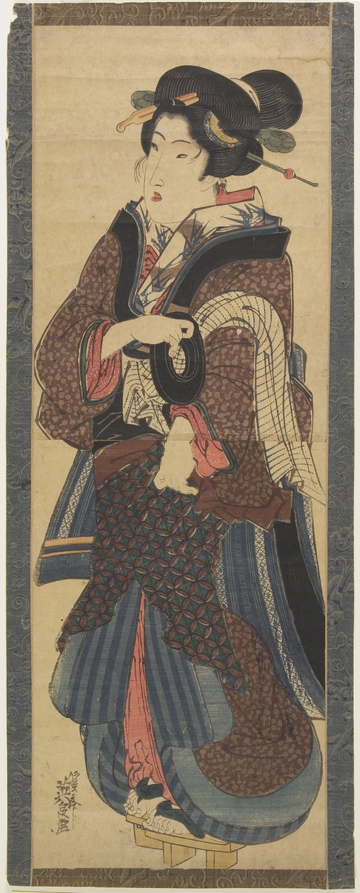 (Witress Holding a Black Lacquer Stand), 1800-luvun alku tekijältä Keisai Eisen