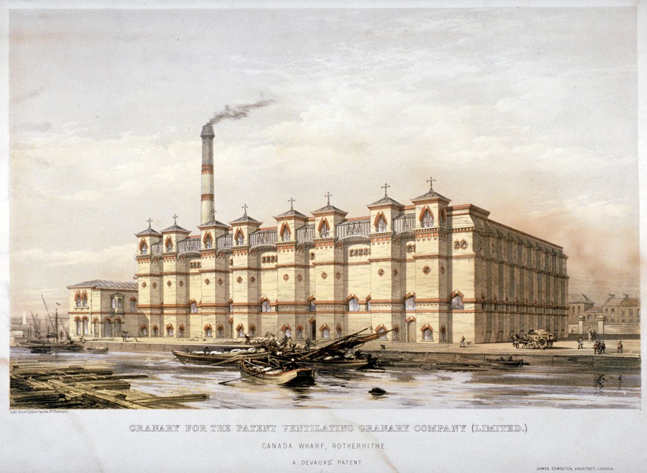 Makasiini Kanada Wharfissa, Rotherhithe, Lontoo, 1860 tekijältä Kell Brothers