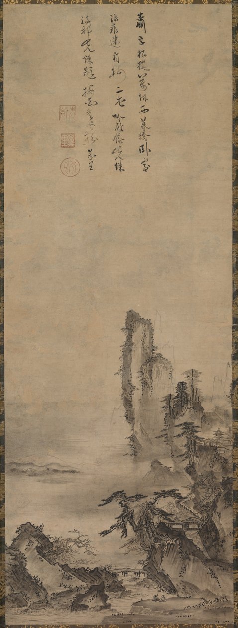 Lonely Temple ja Towering Cliff, n. 1480. tekijältä Kenkō Shōkei