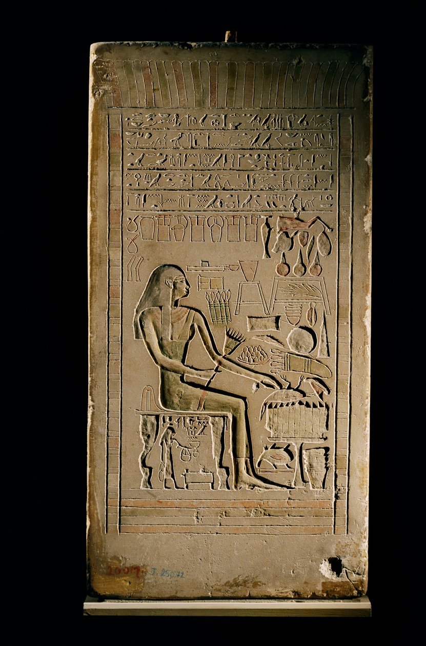 Lady Senetitiesin kalkkikivinen stela, Egyptin museo, Kairo, 2002 (kuva). tekijältä Kenneth Garrett