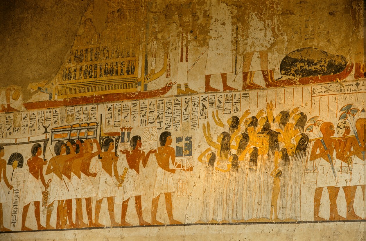 Maalattu kohtaus surijoista; Ramosen hauta; Amenhotep III:n ja Akhenatenin visiiri, 2009 (kuva) tekijältä Kenneth Garrett