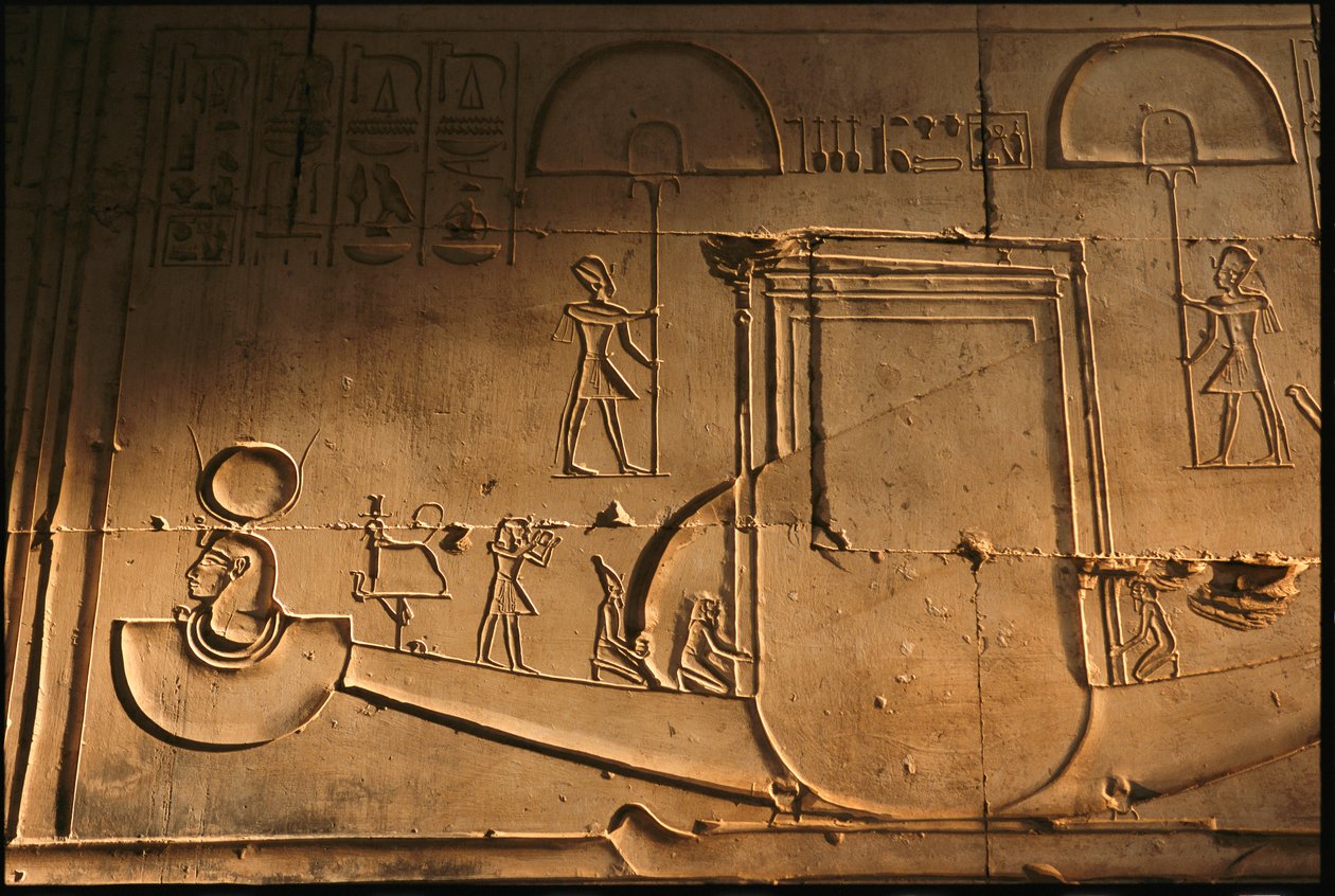 Kuorireliefi Seti I:n temppelistä, Abydos, Egypti, 2005 (kuva). tekijältä Kenneth Garrett