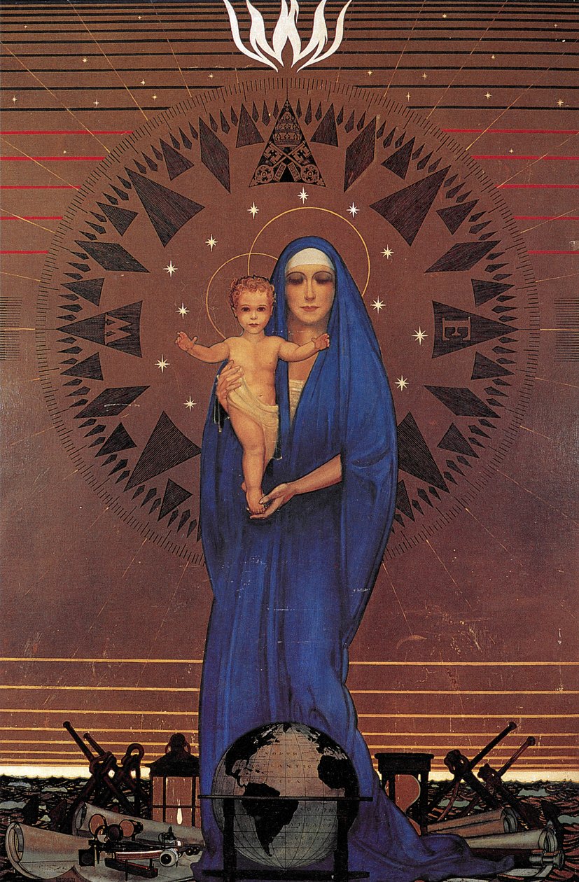 Madonna of the Atlantic, Cabin-luokan salonki, Queen Mary Ocean Liner, n. 1934 (öljy kultalehdellä) tekijältä Kenneth Shoesmith