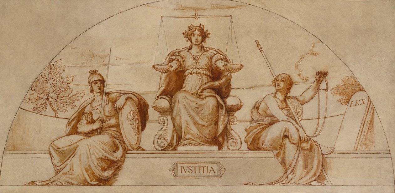 Sarjakuva seinämaalaukseen Minnesota State Capitalista, Institute of Justice, ca. 1904. tekijältä Kenyon Cox