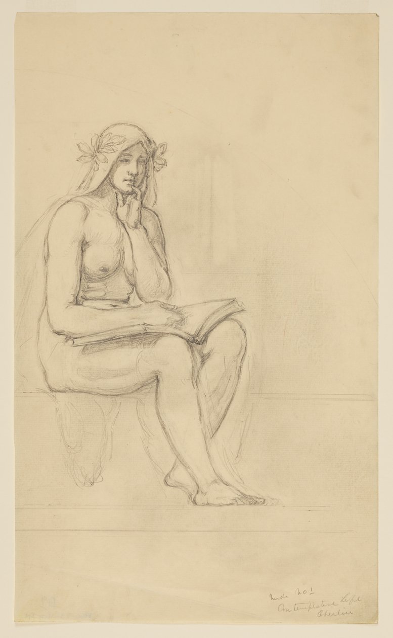 Alastontutkimus "The Contemplative Life" varten Lunetten hallintorakennuksessa, Oberlin College, Oberlin, OH tekijältä Kenyon Cox