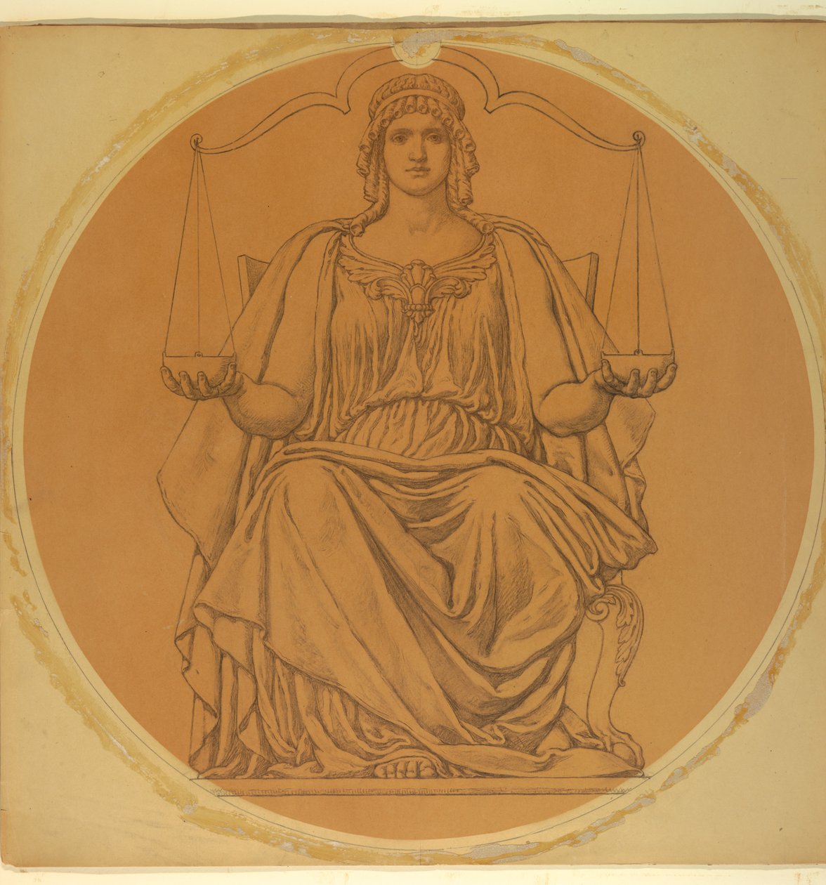 Tutkimus "Justice", Lunette Hudson County Courthousessa, Jersey Cityssä, NJ tekijältä Kenyon Cox