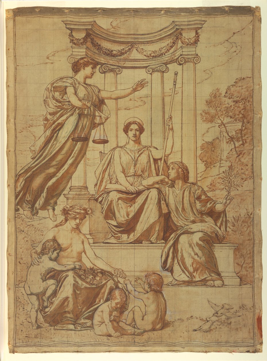 The Beneficence of the Law, Design for seinämaalaukset Essex County Court Housessa, Newark, New Jersey tekijältä Kenyon Cox