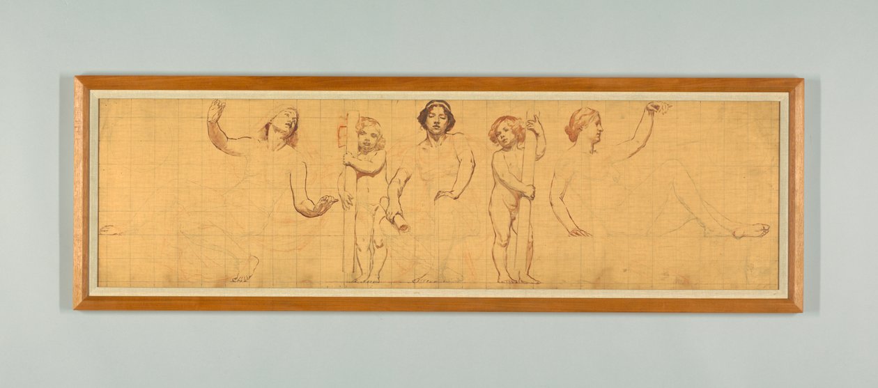 Common Law, tutkimus vasemmalle paneelille "The Reign of Law", Frieze muutoksenhakutuomioistuimelle, New York tekijältä Kenyon Cox