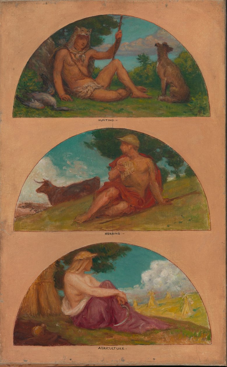 El progrés de la civilització: caça, ramaderia, agricultura..., 1905-1906. finlandès tekijältä Kenyon Cox