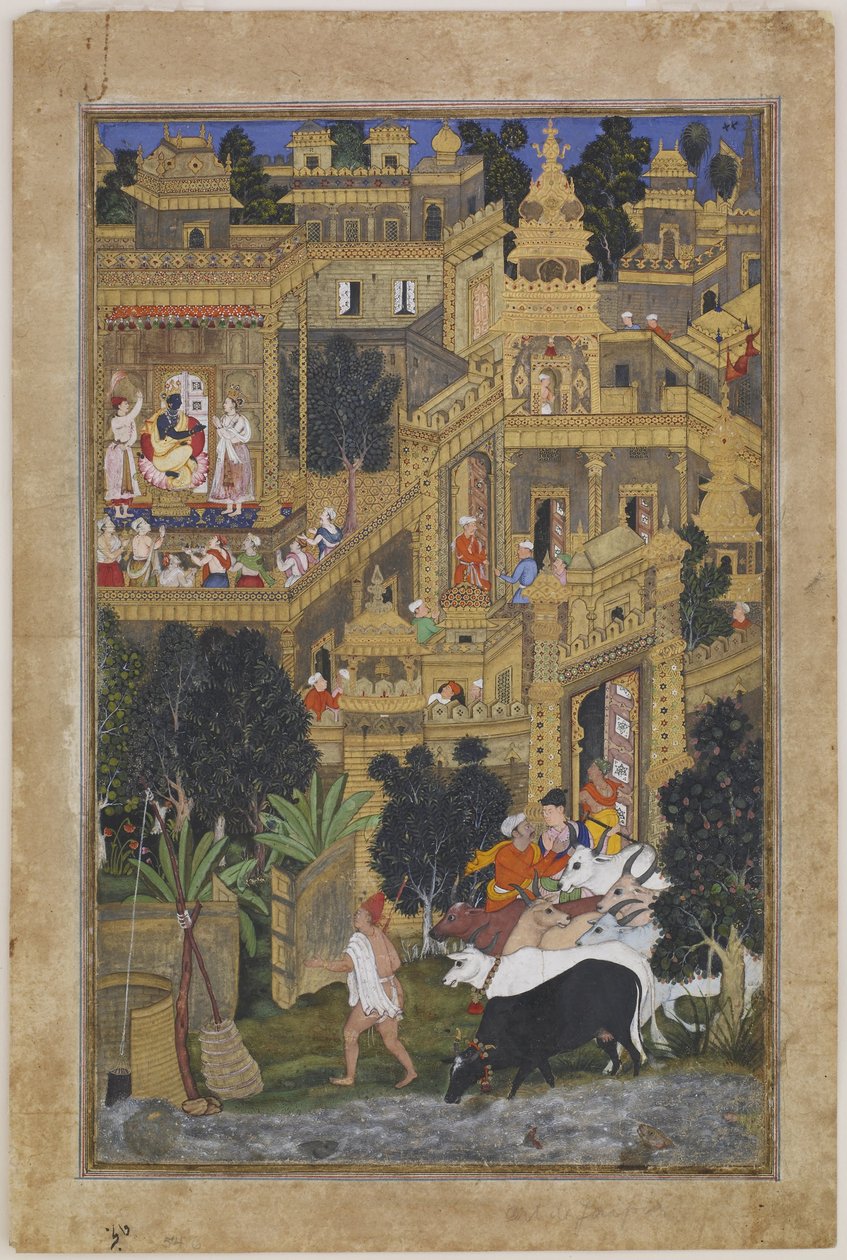 Lord Krishna kultaisessa kaupungissa, noin 1586 tekijältä Kesav Kalan