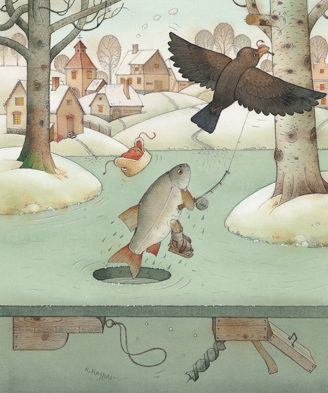 Kalastus, 2003 (wc paperilla) tekijältä Kestutis Kasparavicius