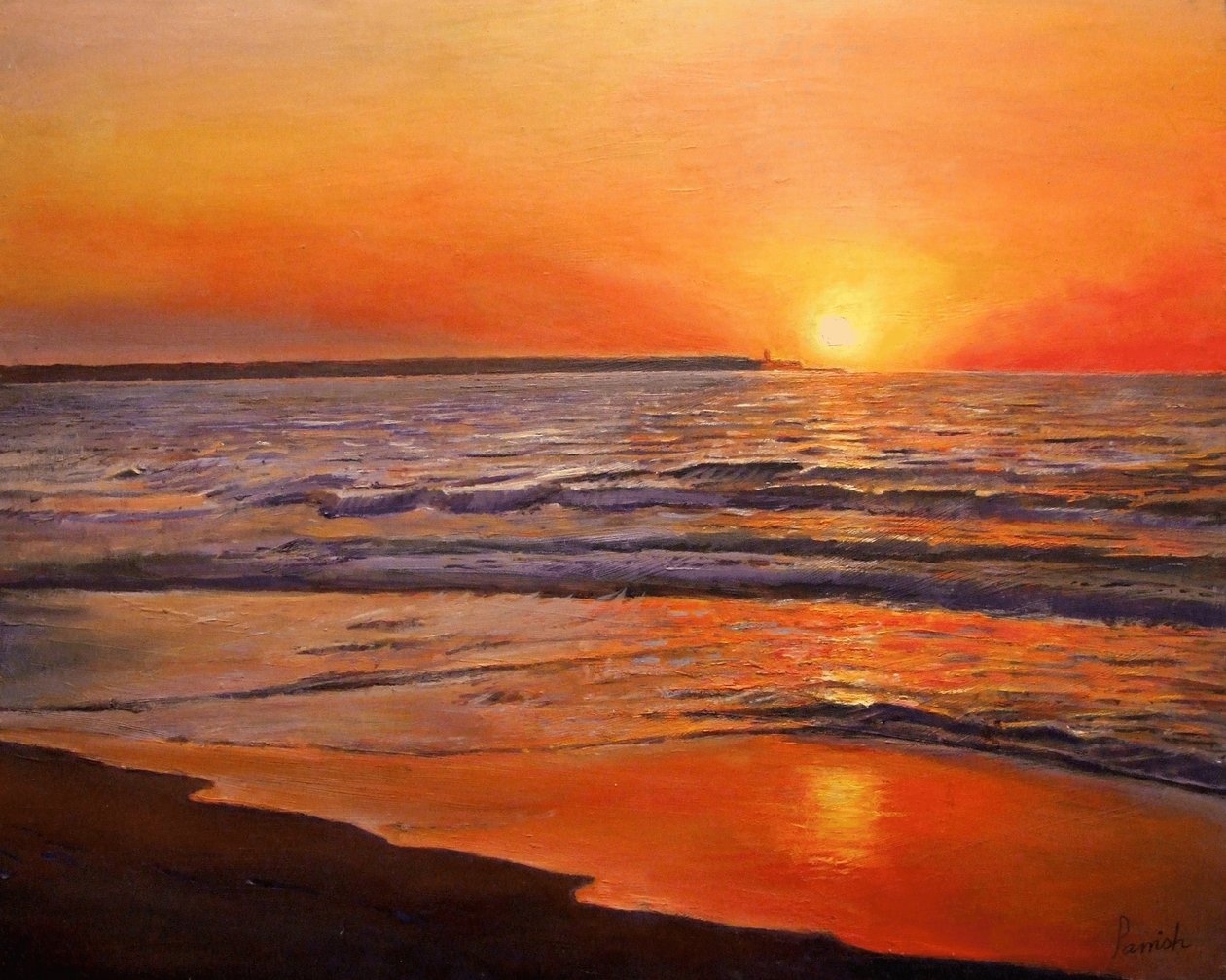 Auringonlasku ja rauhallisuus, 2008 tekijältä Kevin Guild of Railway Artist Parrish