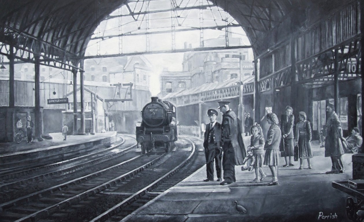 Odotan junaa, 2008 (öljyt) tekijältä Kevin Guild of Railway Artist Parrish