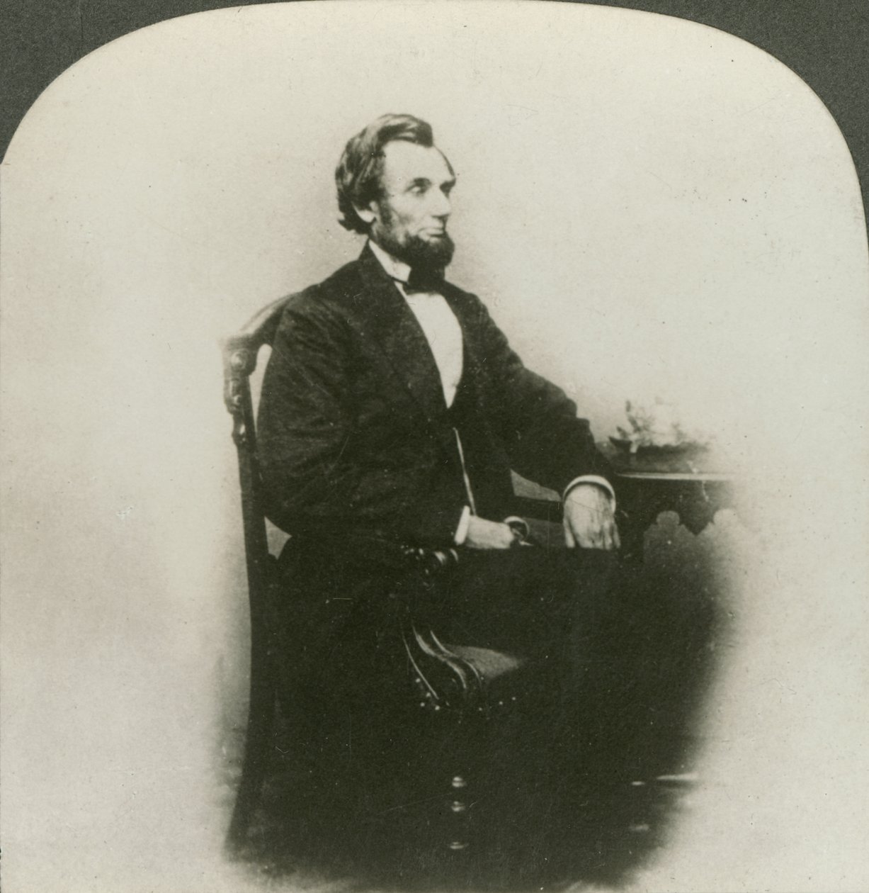 Harvinainen vanha kolmiulotteinen muotokuva Abraham Lincolnista (1809-65) tekijältä Keystone View Company