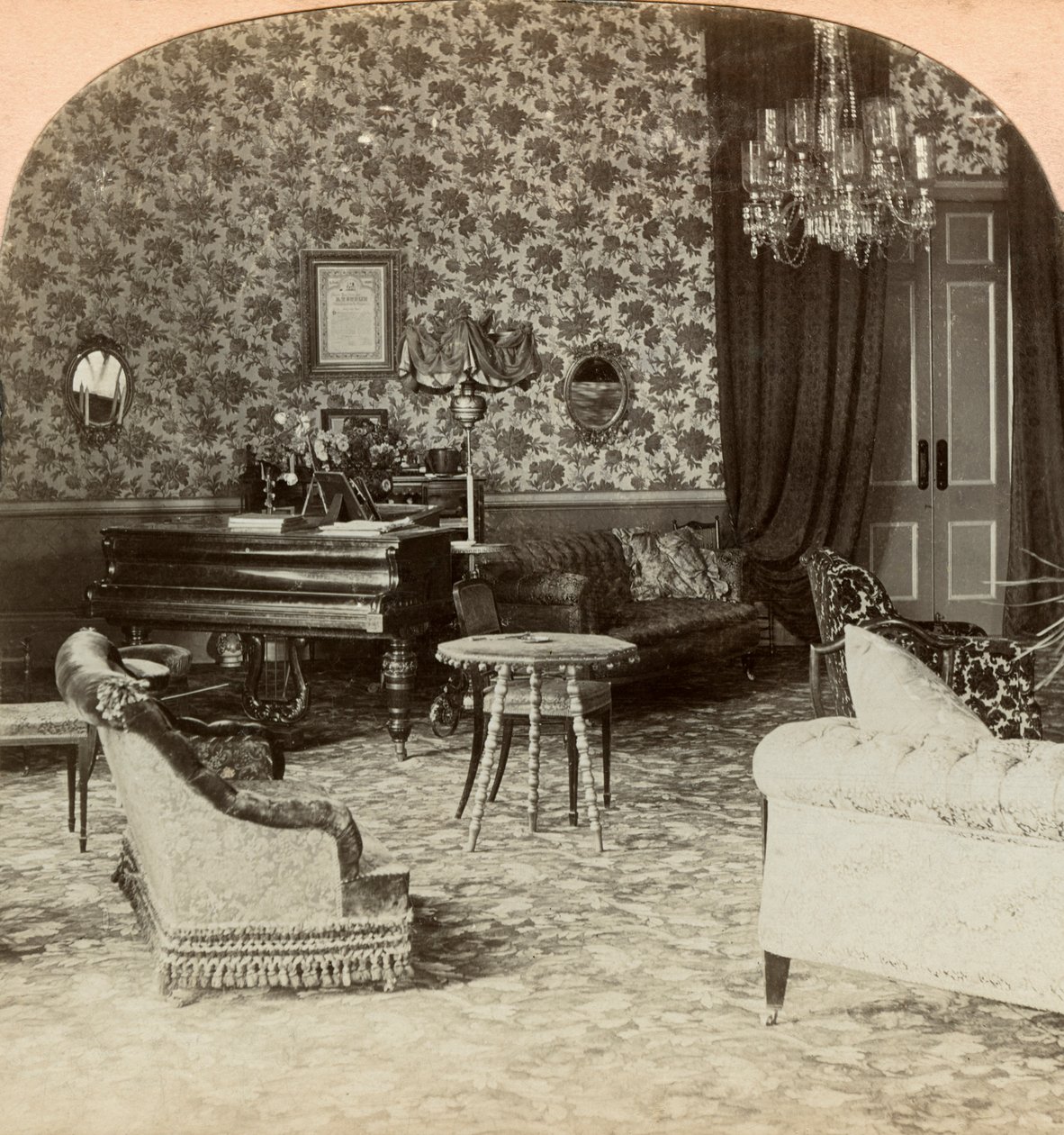 Presidenttikunnan salonki, Lord Robertsin päämaja, Bloemfontein, Etelä-Afrikka, 1900. tekijältä Keystone View Company