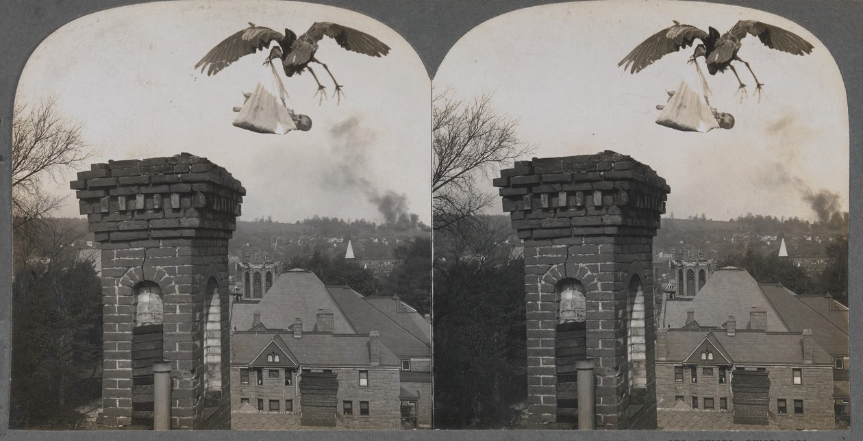 En temps vells, si la gent fos bona, la cigonya portaria un nadó dolç i just, 1907. finlandès tekijältä Keystone View Company