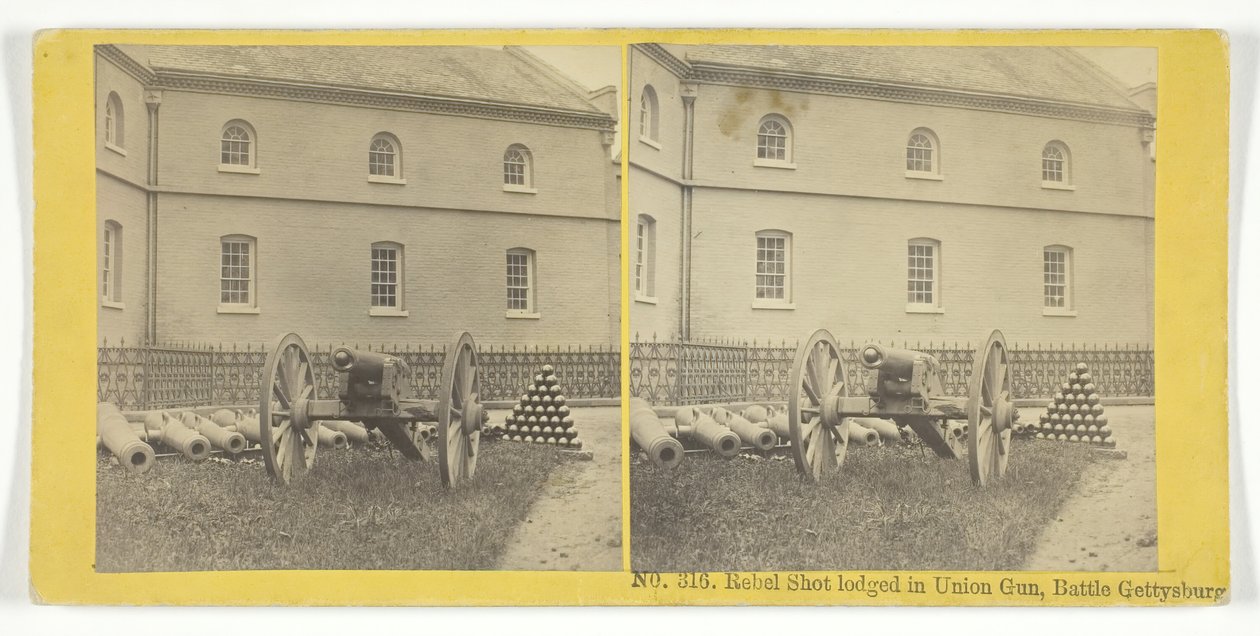 Rebel Shot majoituspaikka Union Gunissa, Battle Gettysburg, 185575. Tekijät: Kilburn Brothers, BW Kilburn. tekijältä Kilburn Brothers, BW Kilburn
