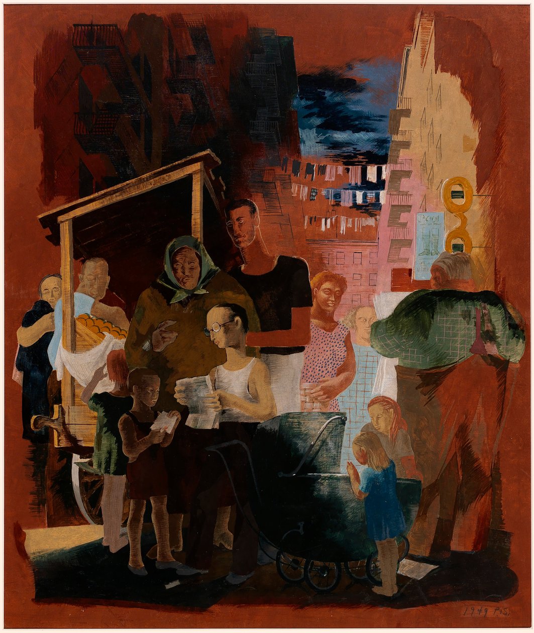 Scenes of New York--Lower East Side (seinämaalaustutkimus, Madison Square Postal Station, New York City). tekijältä Kindred McLeary
