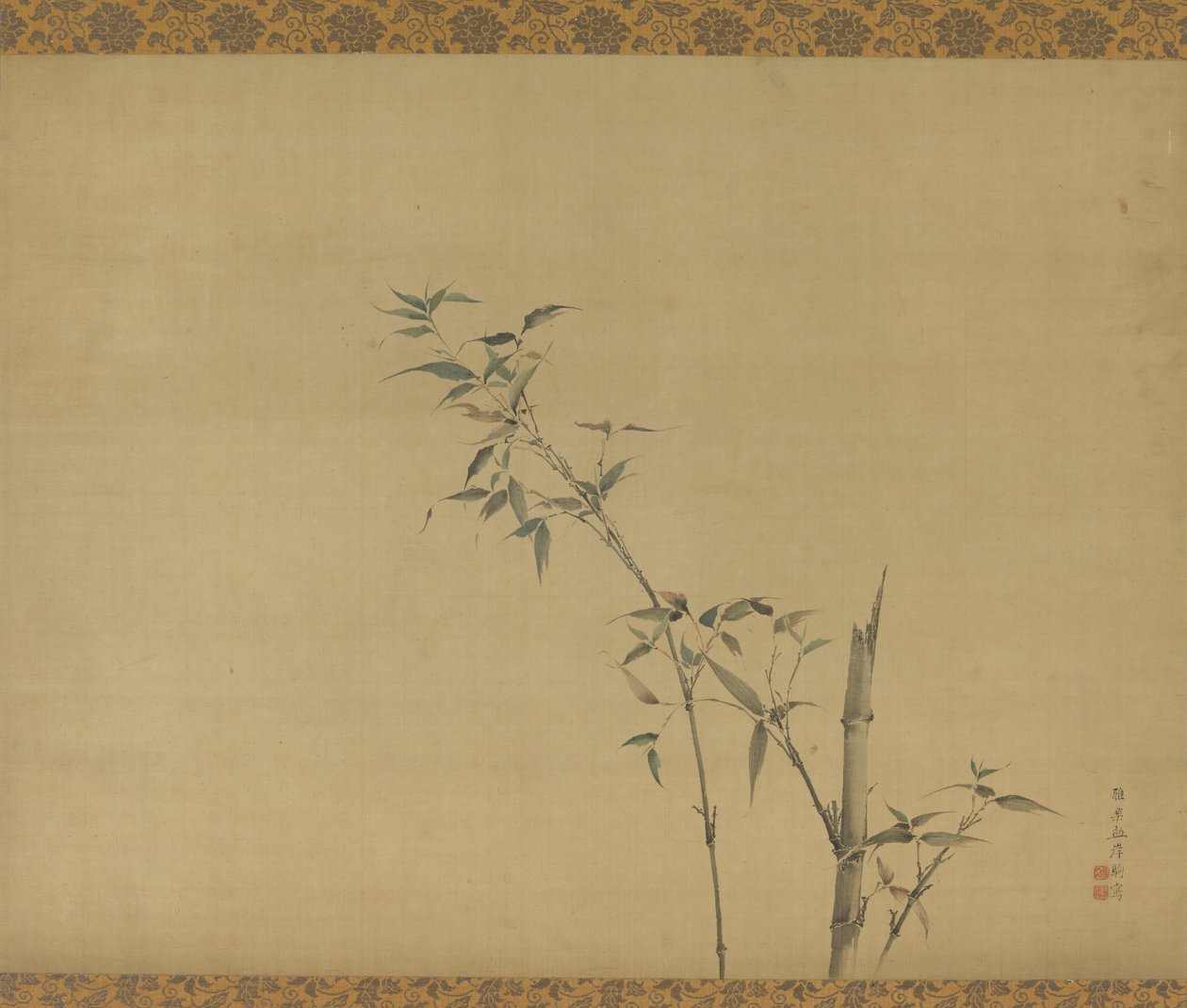 Bambuvarret oksilla ja lehtineen, Edo-kausi, 1800-luku. tekijältä Kishi Ganku