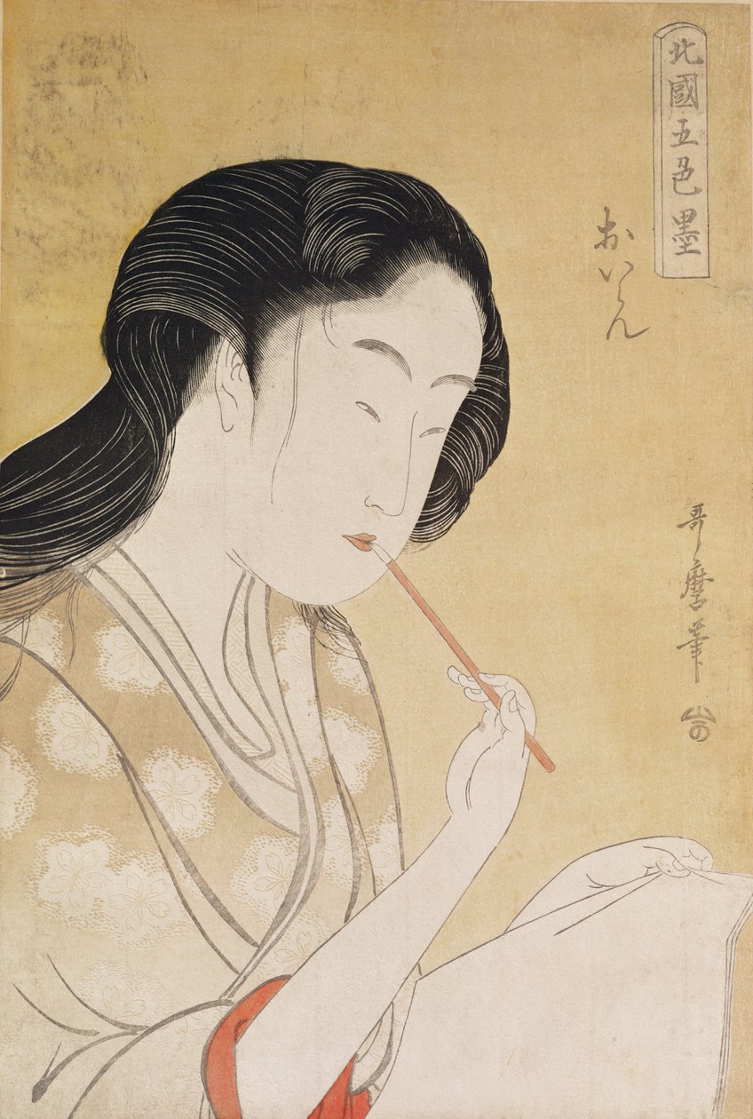 Naisen muotokuva (puukiviprintti) tekijältä Kitagawa Utamaro
