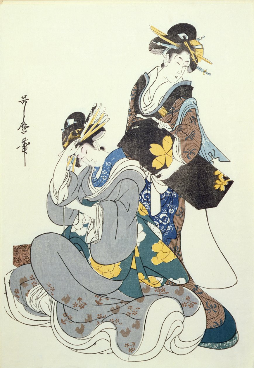 Kaksi naishahmoa (värillinen puupainatus, 12. lohko) tekijältä Kitagawa Utamaro