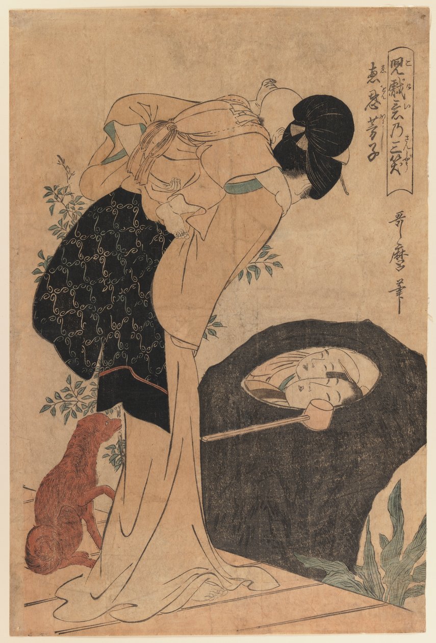 Nainen ja lapsi, 1800 (puupainatus) tekijältä Kitagawa Utamaro