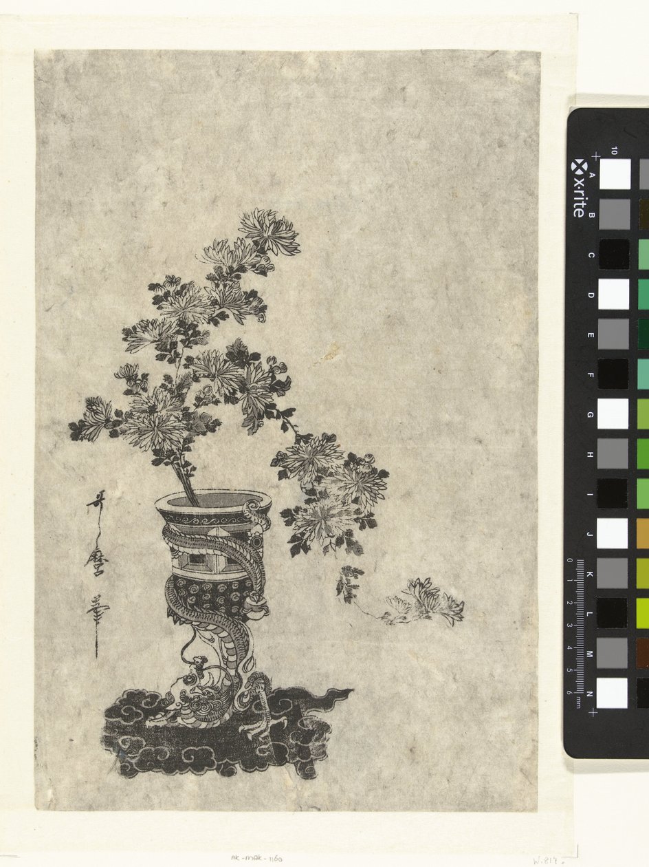 Krysanteemit maljakossa tekijältä Kitagawa Utamaro (attributed to)