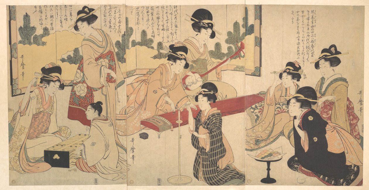 Iloinen illanvietto tekijältä Kitagawa Utamaro