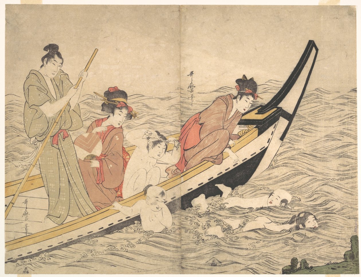 Veneseurue ja uivia lapsia tekijältä Kitagawa Utamaro
