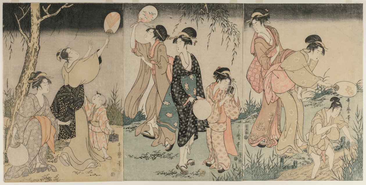 Tulikärpästen pyydystäminen, c. 1796-1797. tekijältä Kitagawa Utamaro