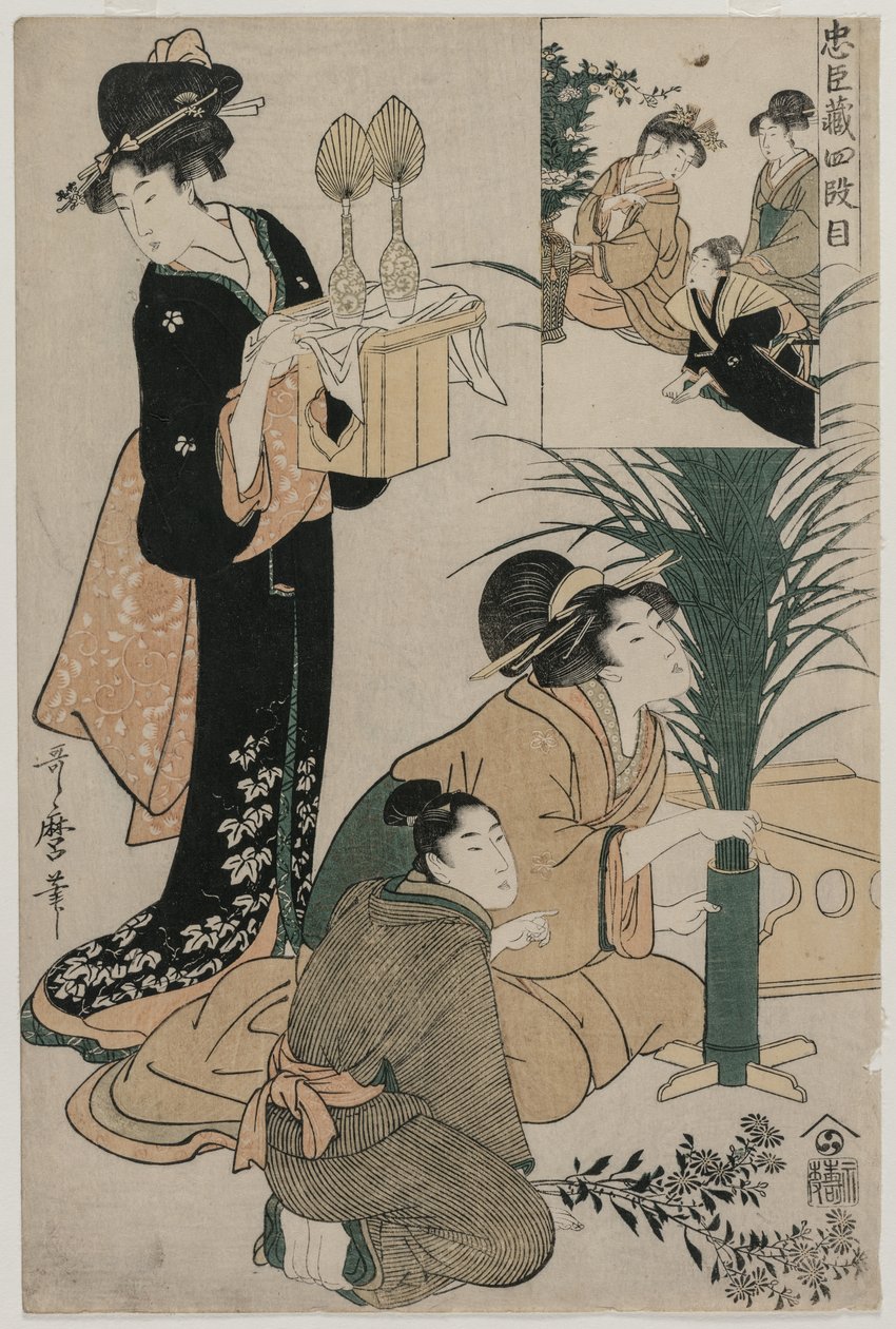 Chushingura: Loyalty Storehousen IV näytös tekijältä Kitagawa Utamaro