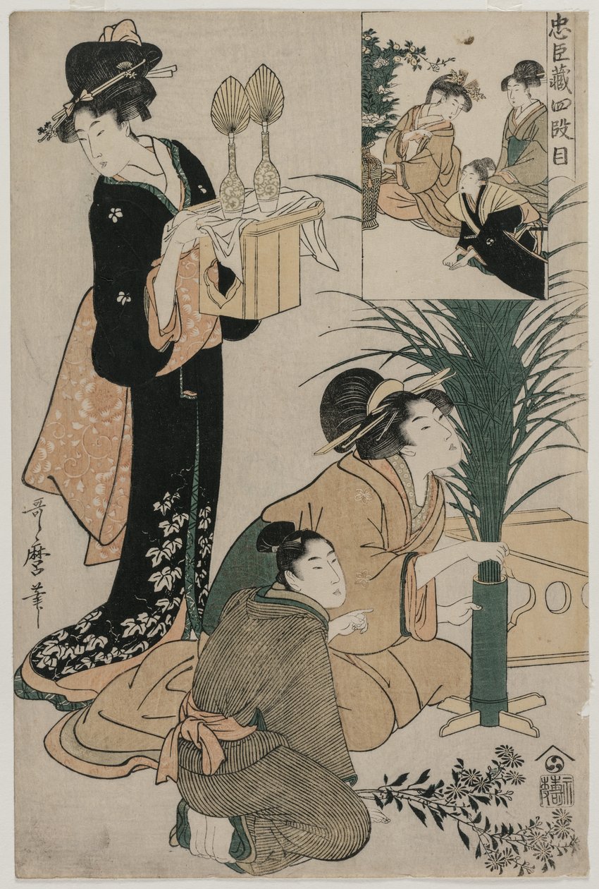 Chushingura: Loyalty-varaston IV näytös, 1790-luvun loppu. tekijältä Kitagawa Utamaro