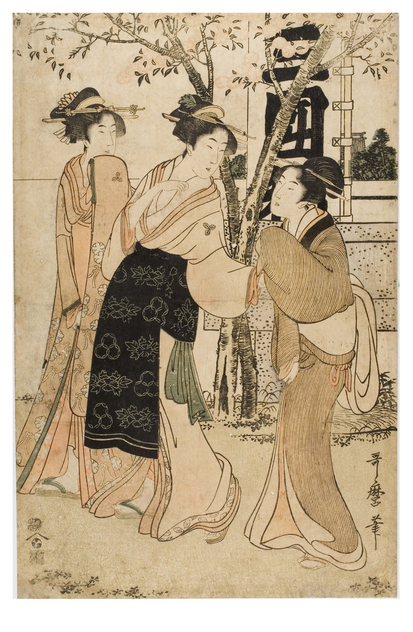 Aarteiden esittely Mimeguri-pyhäkössä tekijältä Kitagawa Utamaro