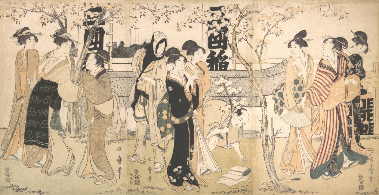 Maku meguri pyhäkkö Maku meguri shinto-asteikko, 1799. tekijältä Kitagawa Utamaro
