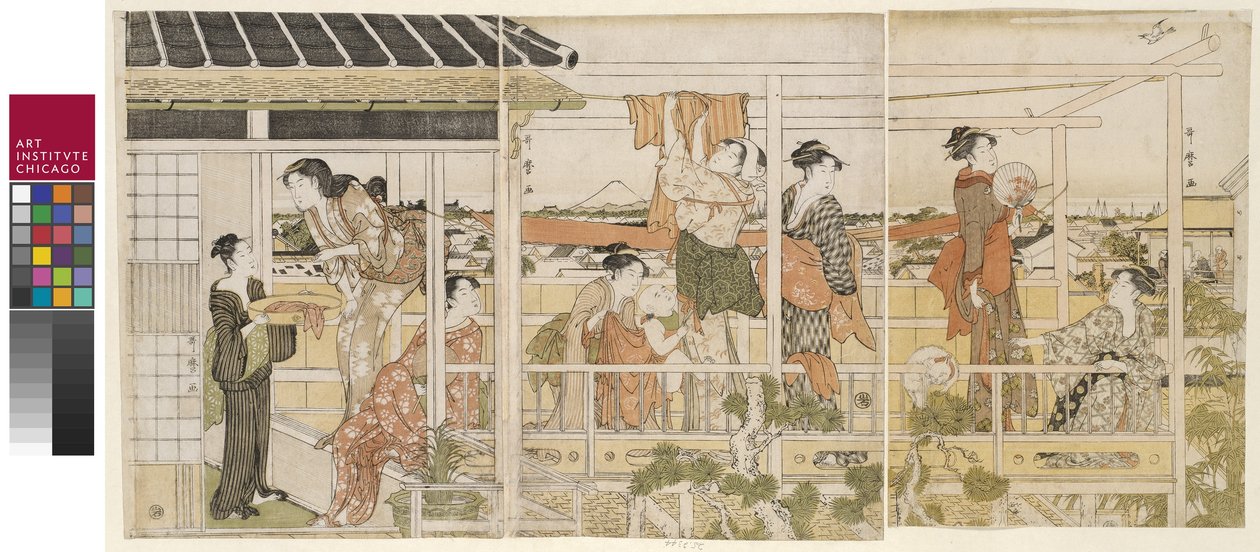 Vaatteiden kuivaus tekijältä Kitagawa Utamaro
