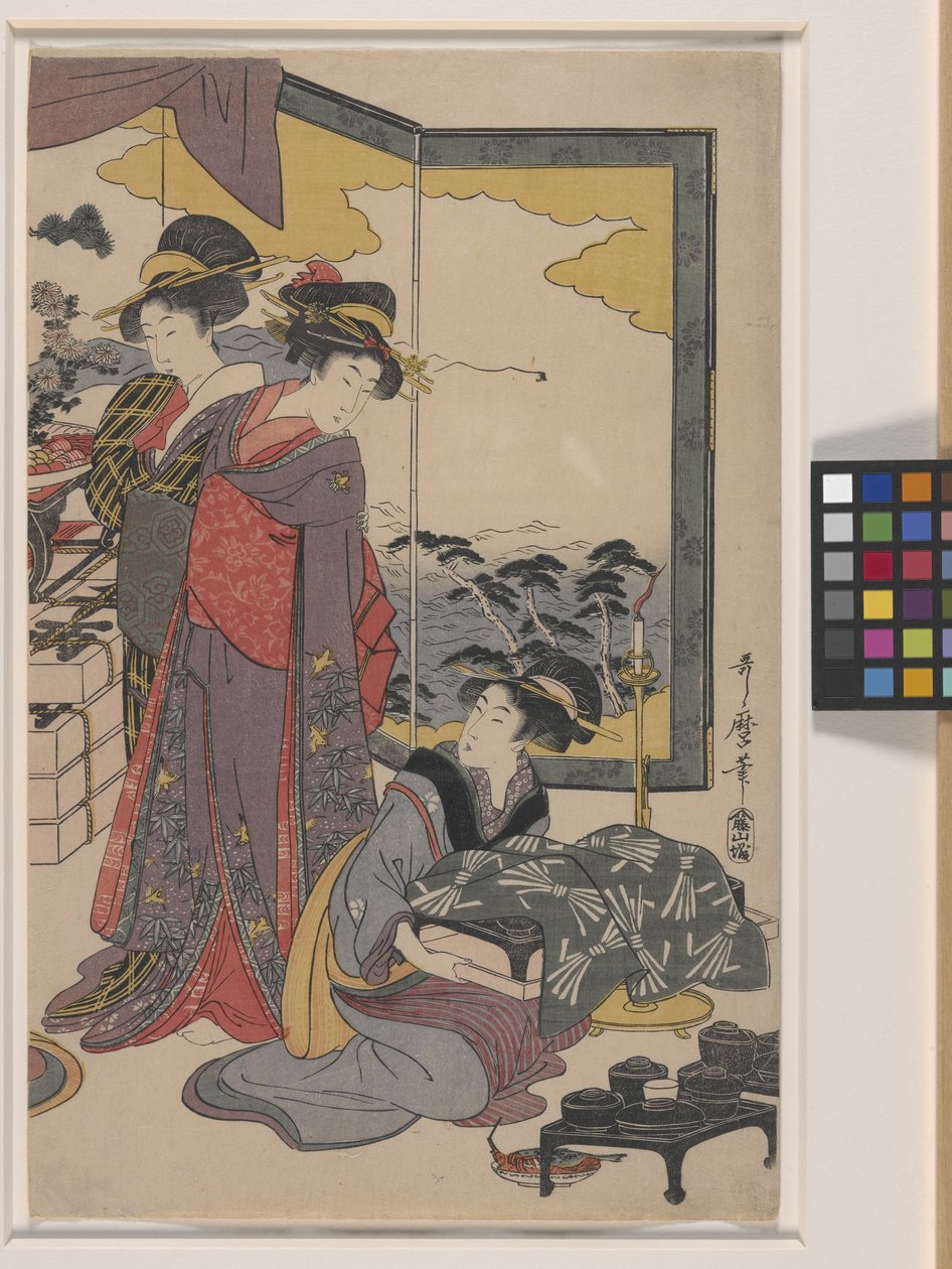 Ebisu Festival (värillinen puupainatus) tekijältä Kitagawa Utamaro
