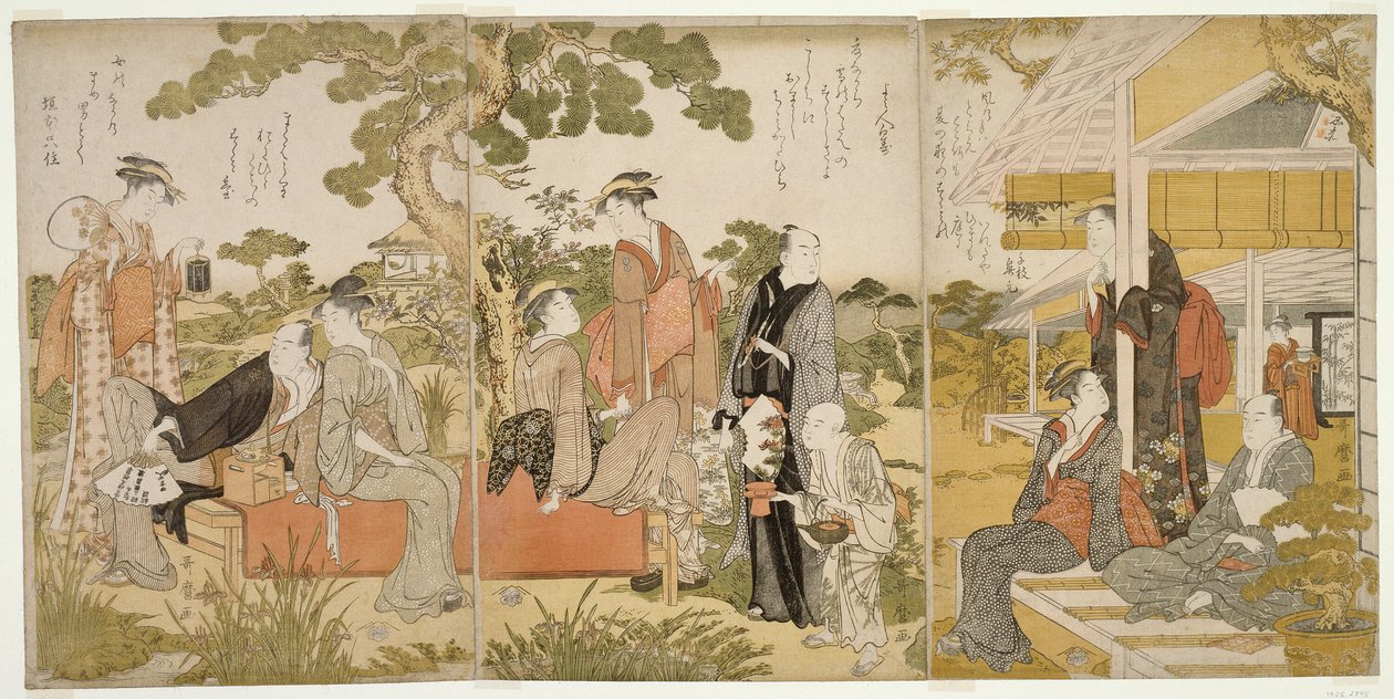 Viileästä puutarhassa nauttiminen tekijältä Kitagawa Utamaro