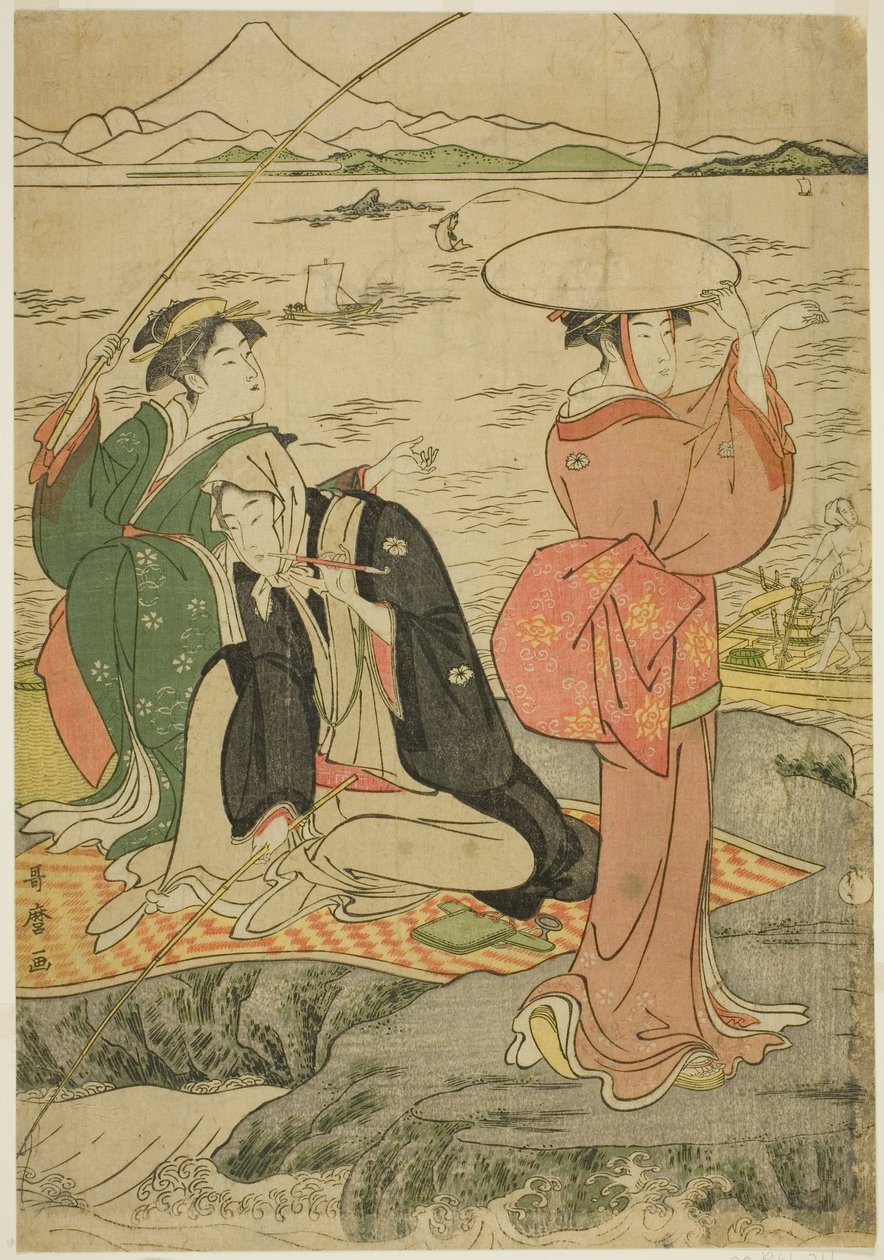 Kalastus Iwayassa, Enoshimassa tekijältä Kitagawa Utamaro