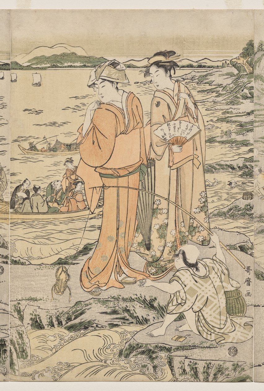 Kalastusta leikkuulaudalla Enoshimassa tekijältä Kitagawa Utamaro