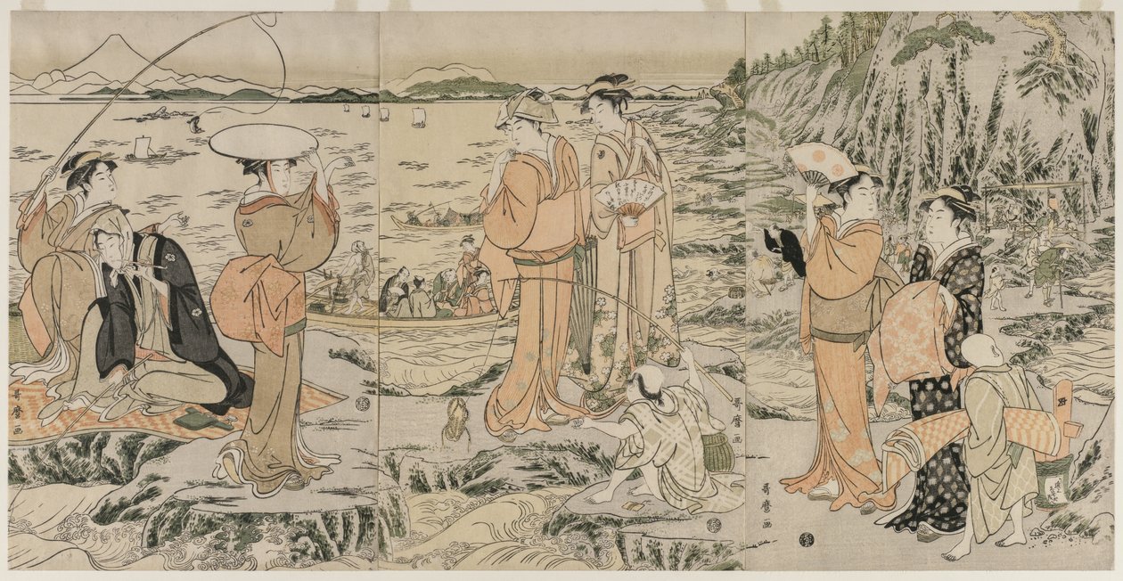 Kalastusta leikkuulaudalla Enoshimassa 1790-luvun alussa. tekijältä Kitagawa Utamaro