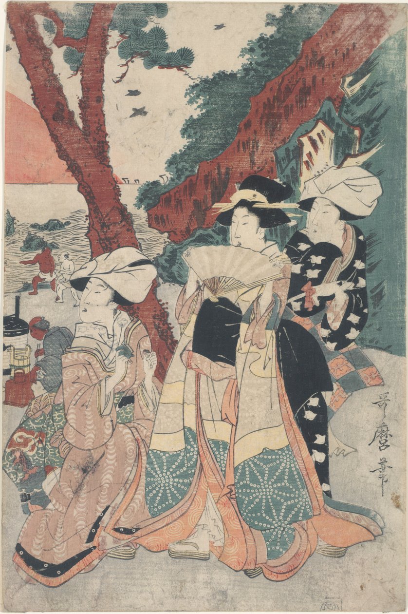 Futamigaura Beach uudenvuoden aikana tekijältä Kitagawa Utamaro