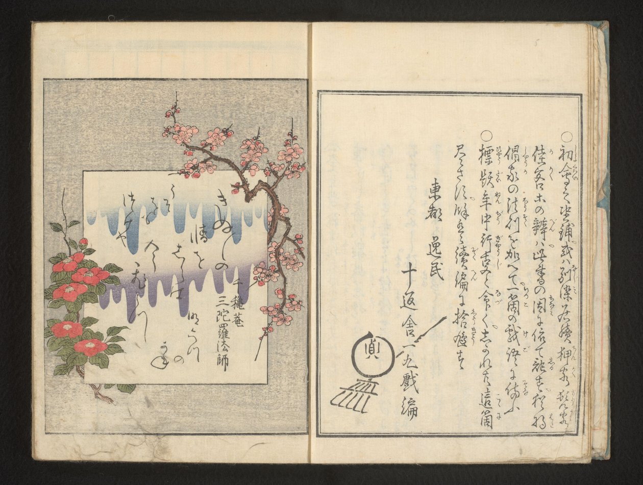 Runo kevään kukilla tekijältä Kitagawa Utamaro