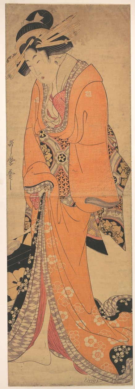 Geisha, luultavasti laulajatar tekijältä Kitagawa Utamaro