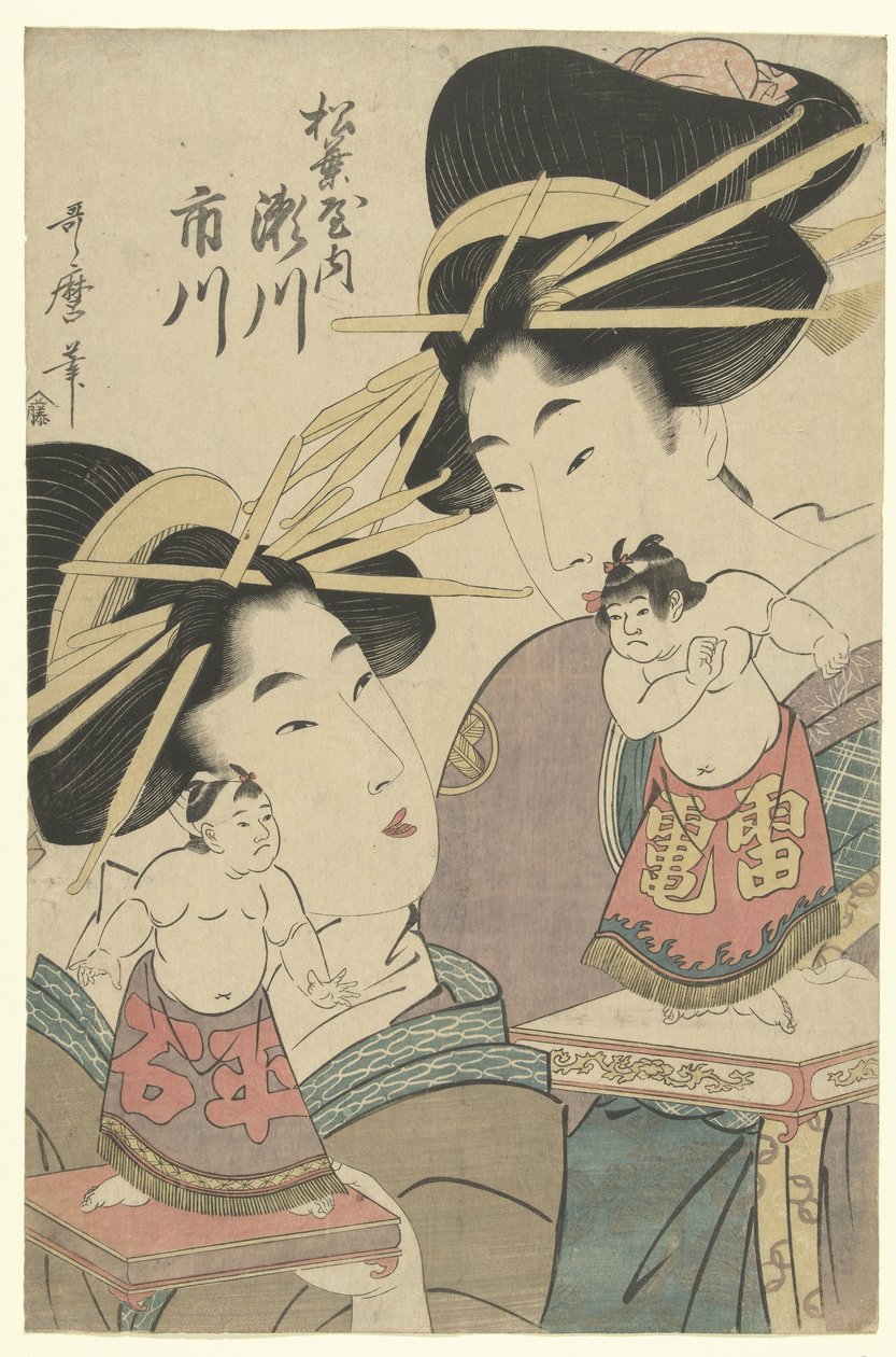 Geishat sumo-nukeilla tekijältä Kitagawa Utamaro