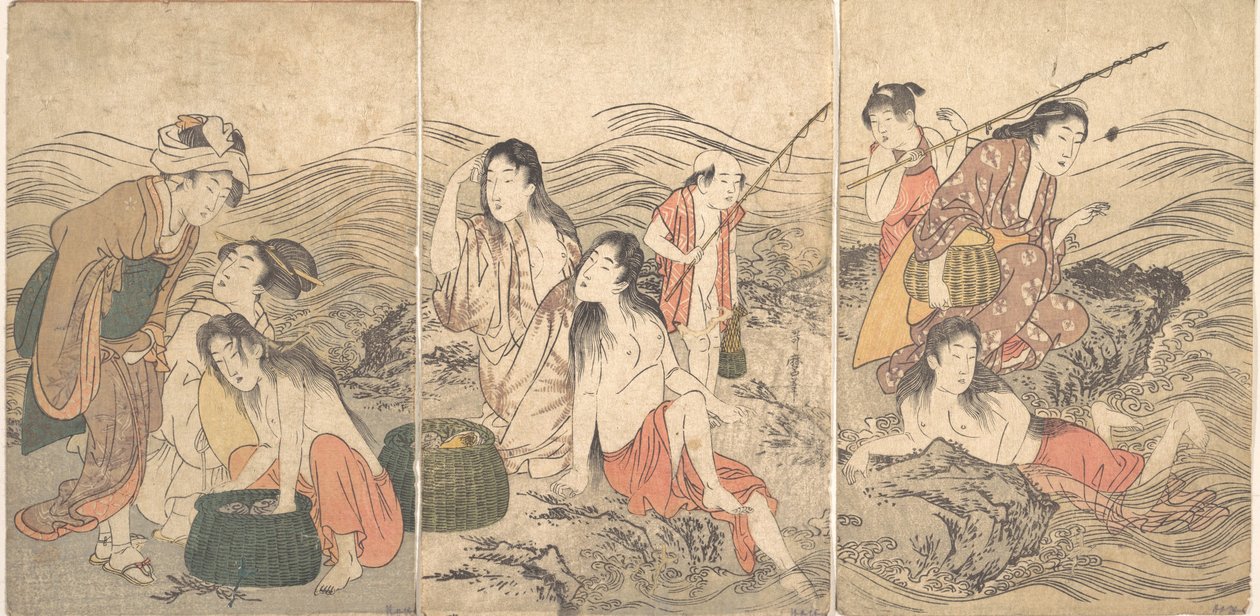 Girl Fishers and Bathers, 1791. tekijältä Kitagawa Utamaro